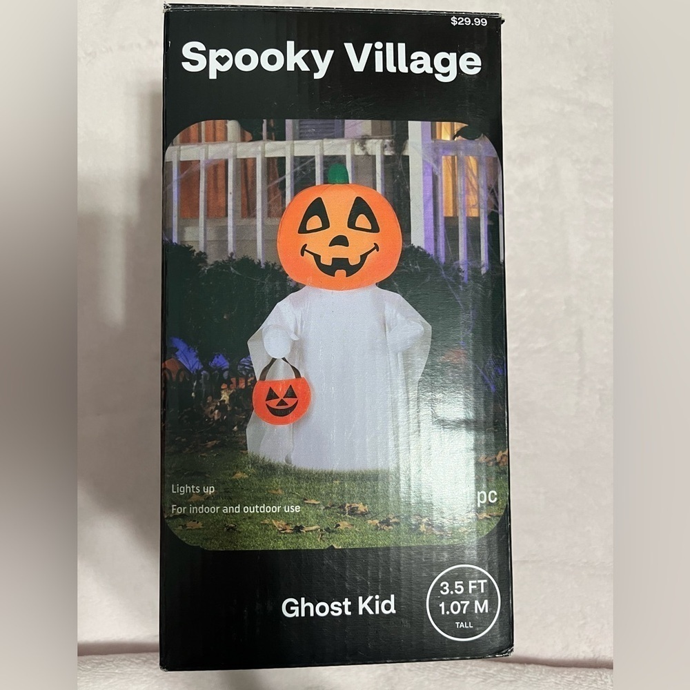 Spooky Village Inflatable Ghost Kid. 3.5 Feet Tall. Indoor Outdoor Use. NWT.